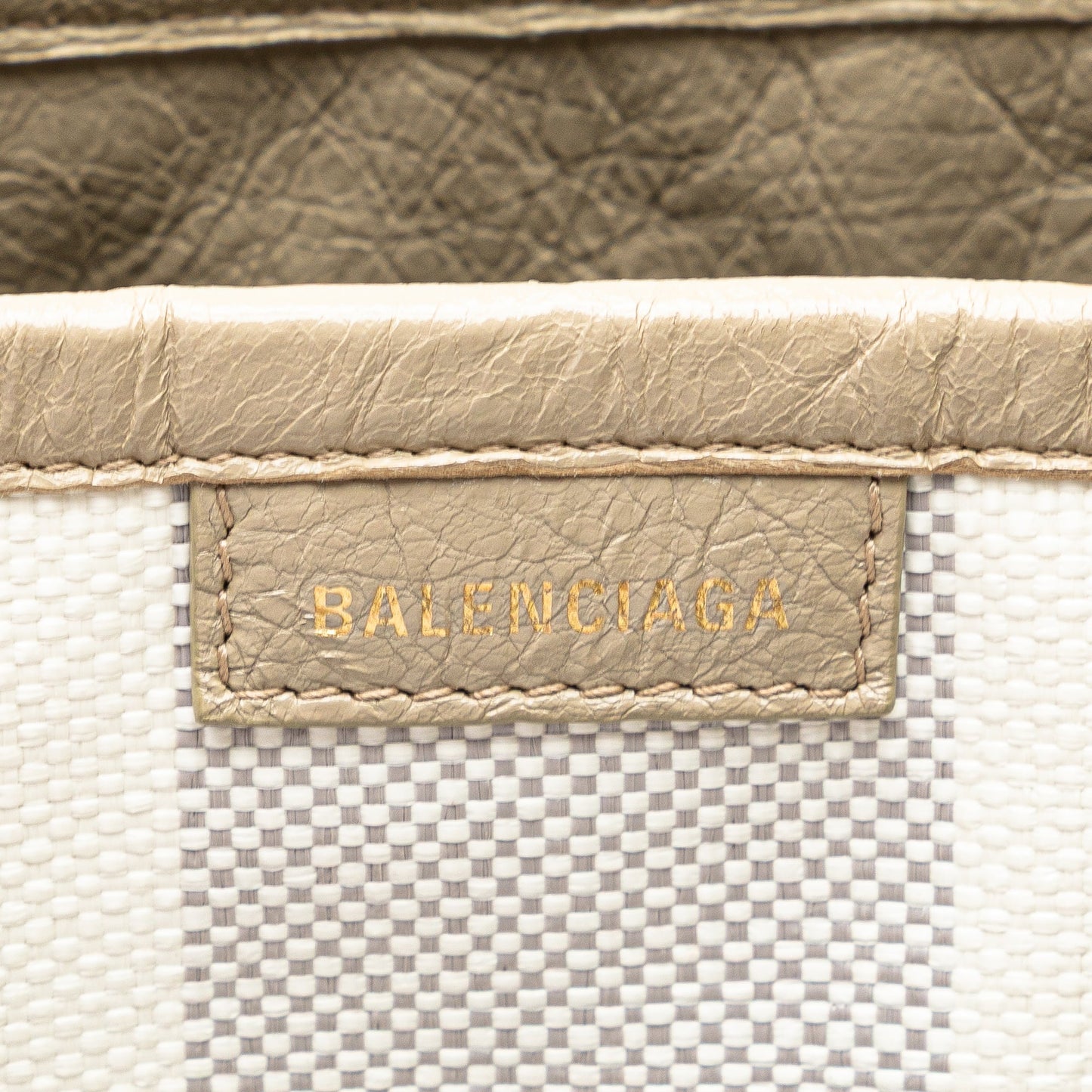 Balenciaga Medium Woven Calfskin Barbes East West Shopper Bag