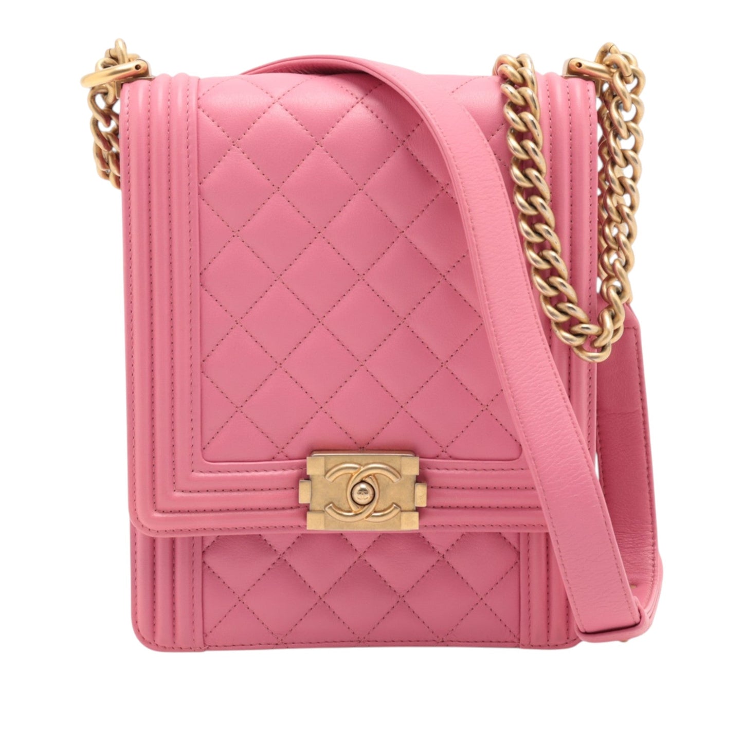 Chanel Quilted Lambskin North South Boy Flap