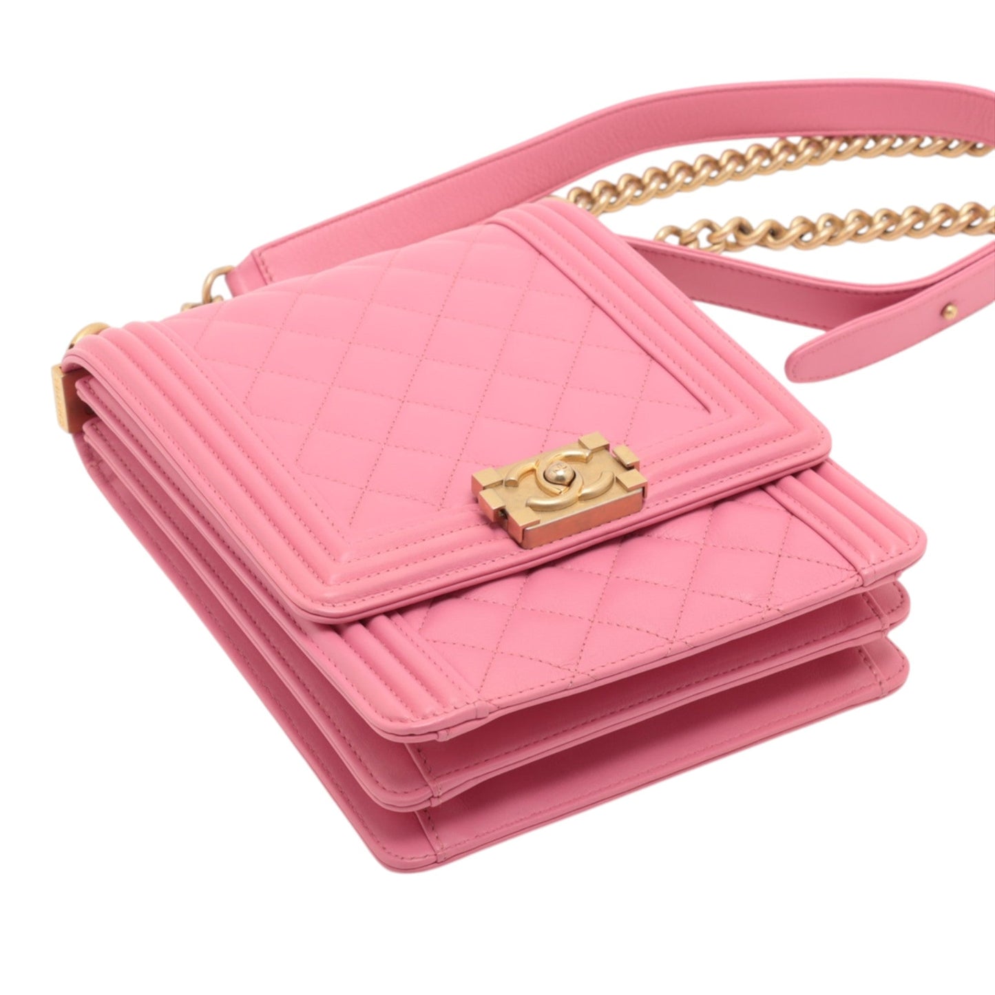 Chanel Quilted Lambskin North South Boy Flap