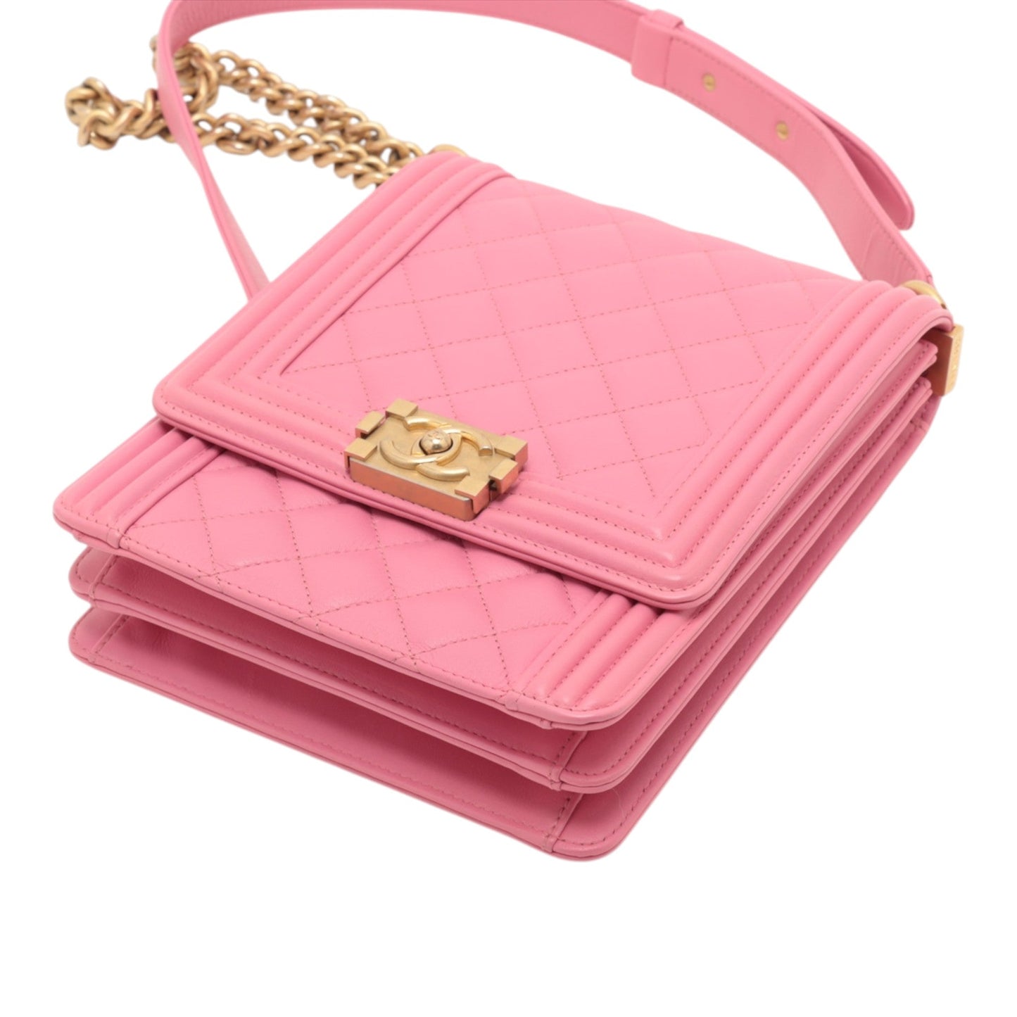 Chanel Quilted Lambskin North South Boy Flap