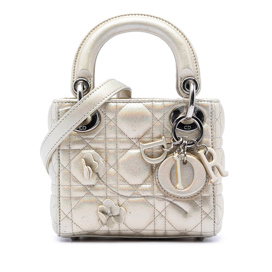 Dior Micro Metallic Crinkled Calfskin Lucky Dior Cannage Lady Dior
