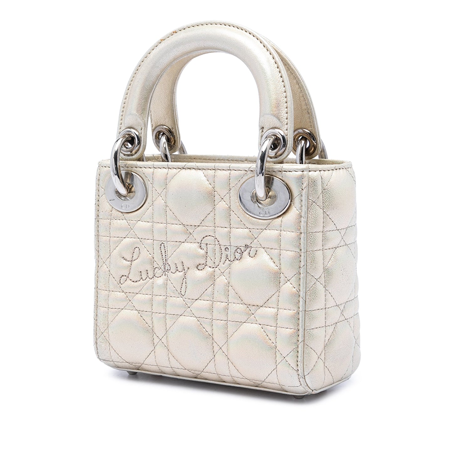 Dior Micro Metallic Crinkled Calfskin Lucky Dior Cannage Lady Dior