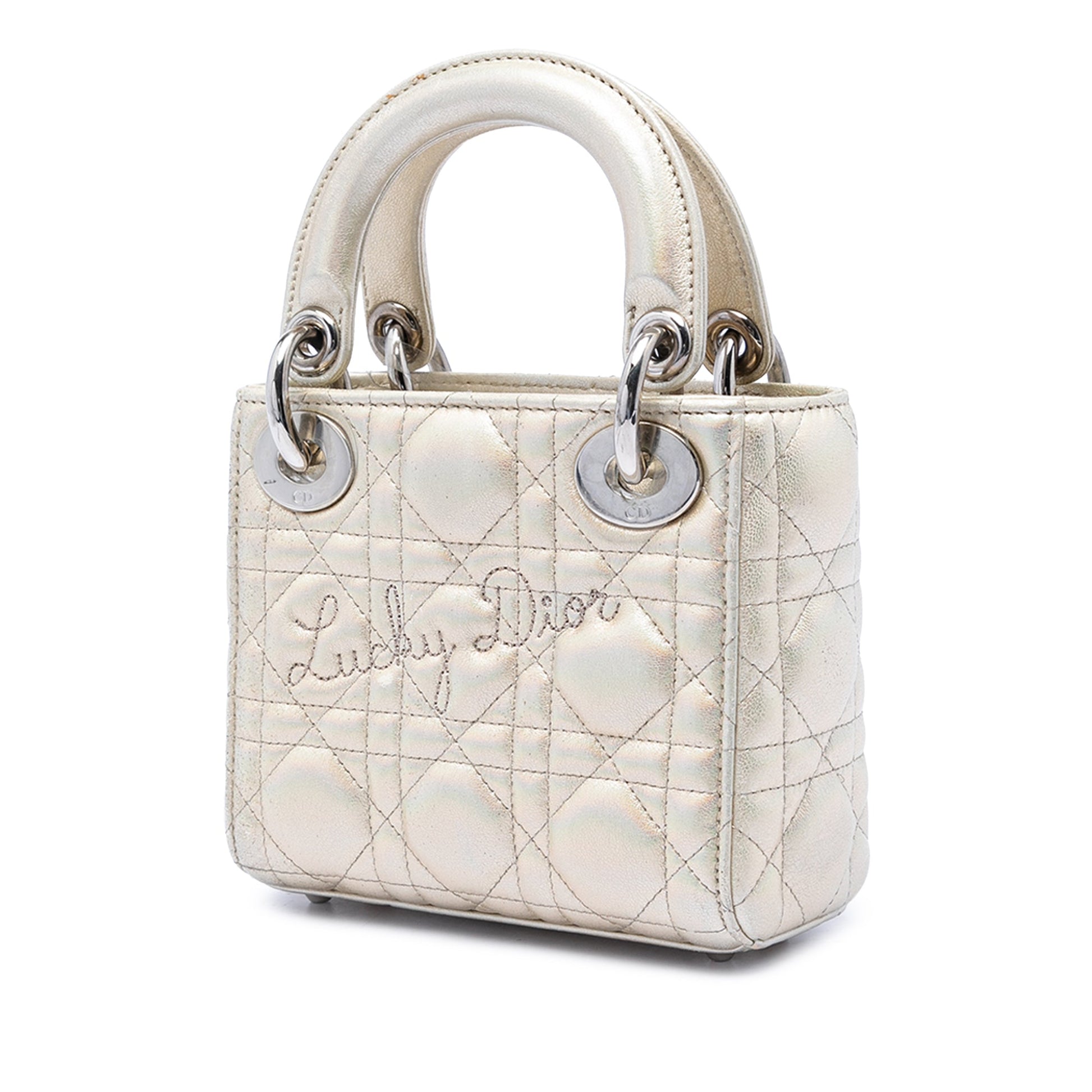 Dior Micro Metallic Crinkled Calfskin Lucky Dior Cannage Lady Dior