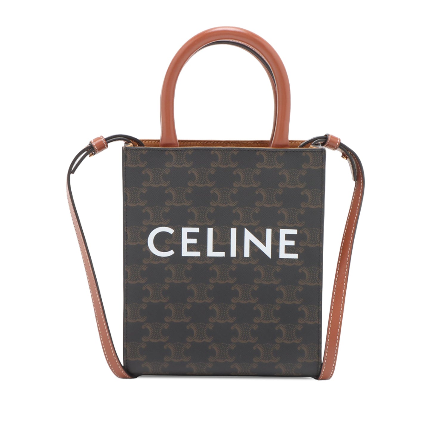 Celine Mini Triomphe Coated Canvas Vertical Cabas Satchel