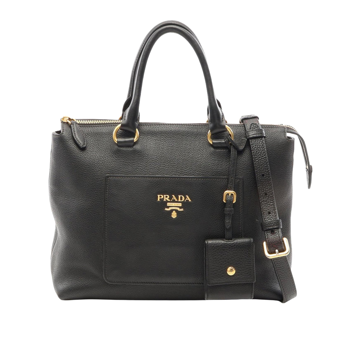 Prada Vitello Daino Satchel — Black