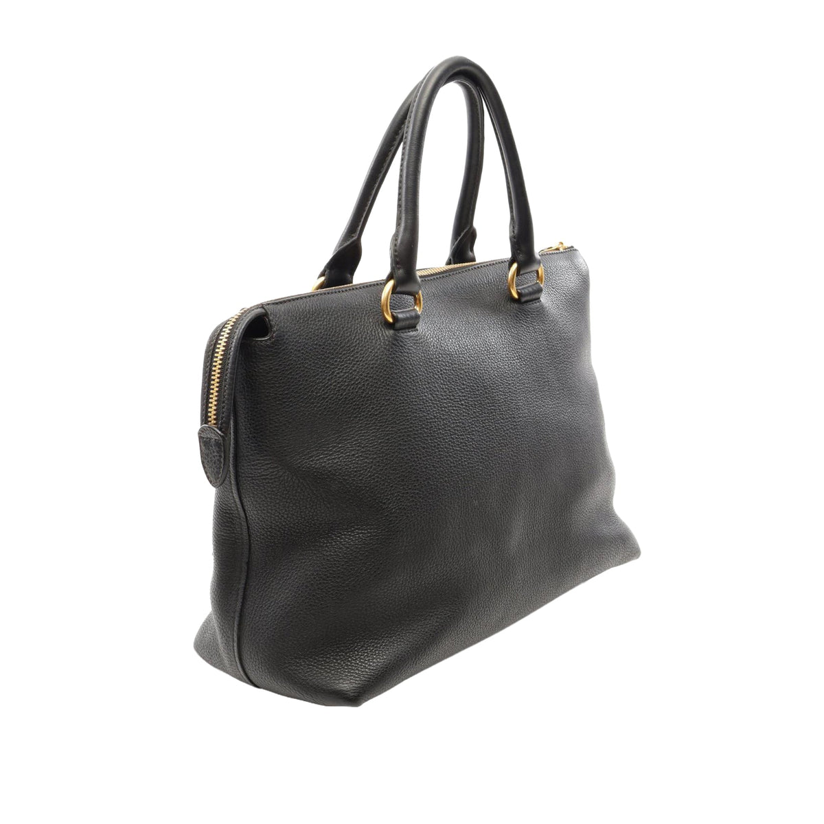Prada Vitello Daino Satchel — Black
