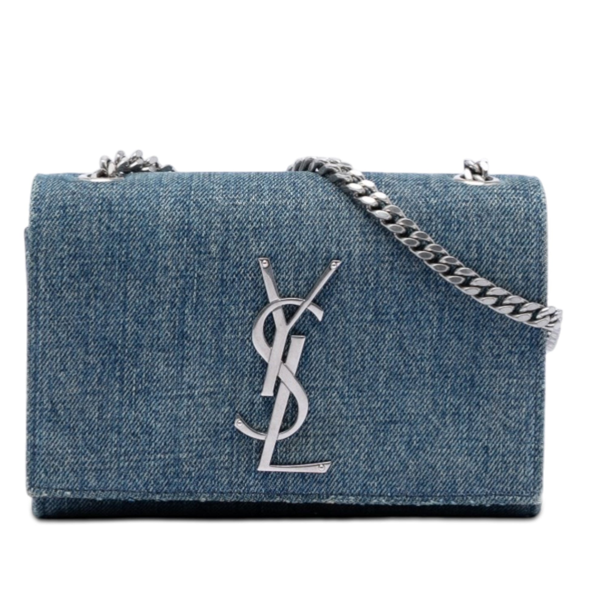 Saint Laurent Small Denim Monogram Kate Crossbody