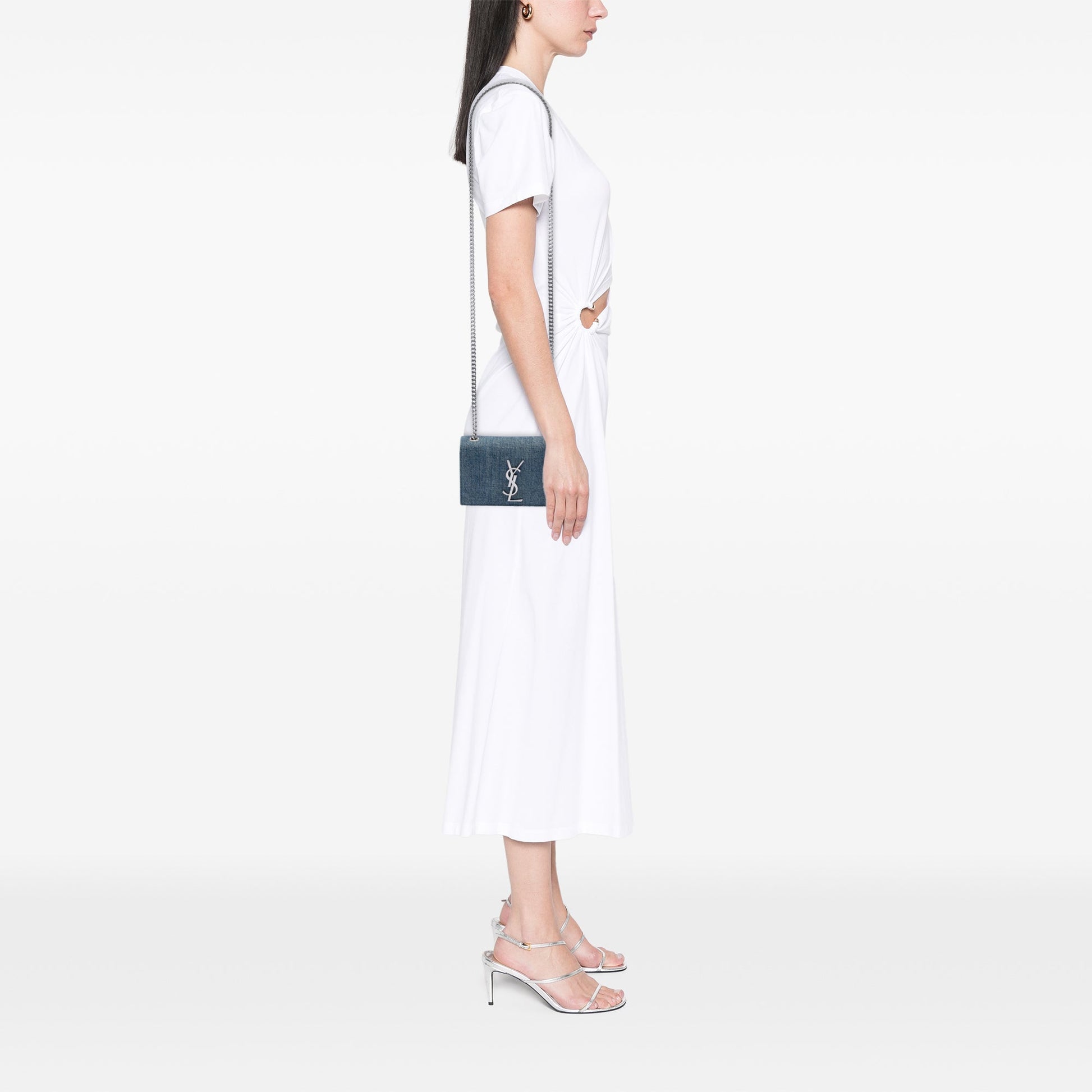 Saint Laurent Small Denim Monogram Kate Crossbody