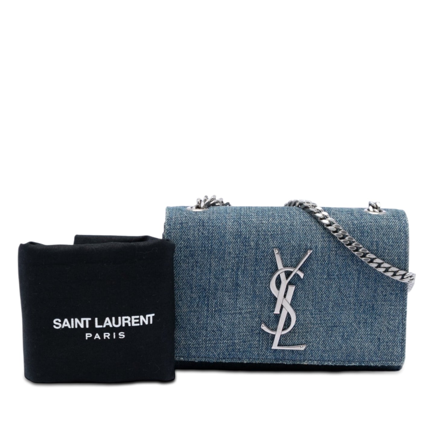 Saint Laurent Small Denim Monogram Kate Crossbody