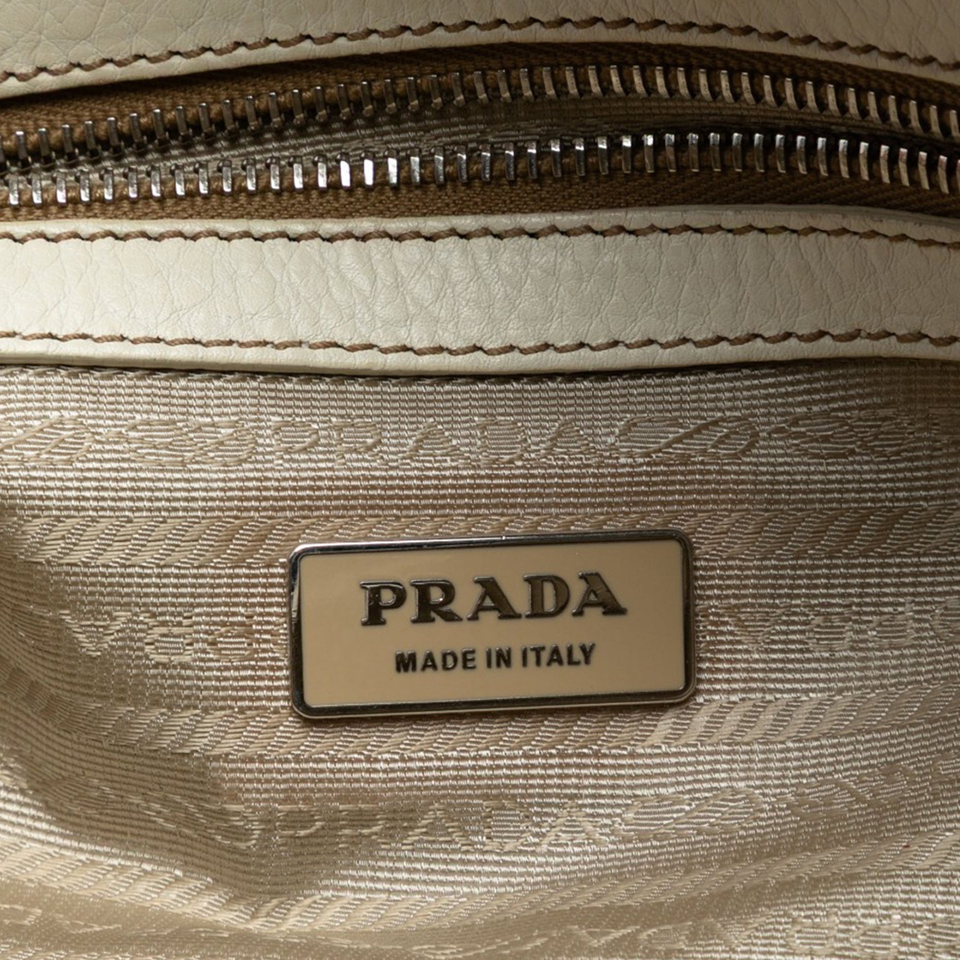 Prada Vitello Daino Embossed Logo Bauletto Bag