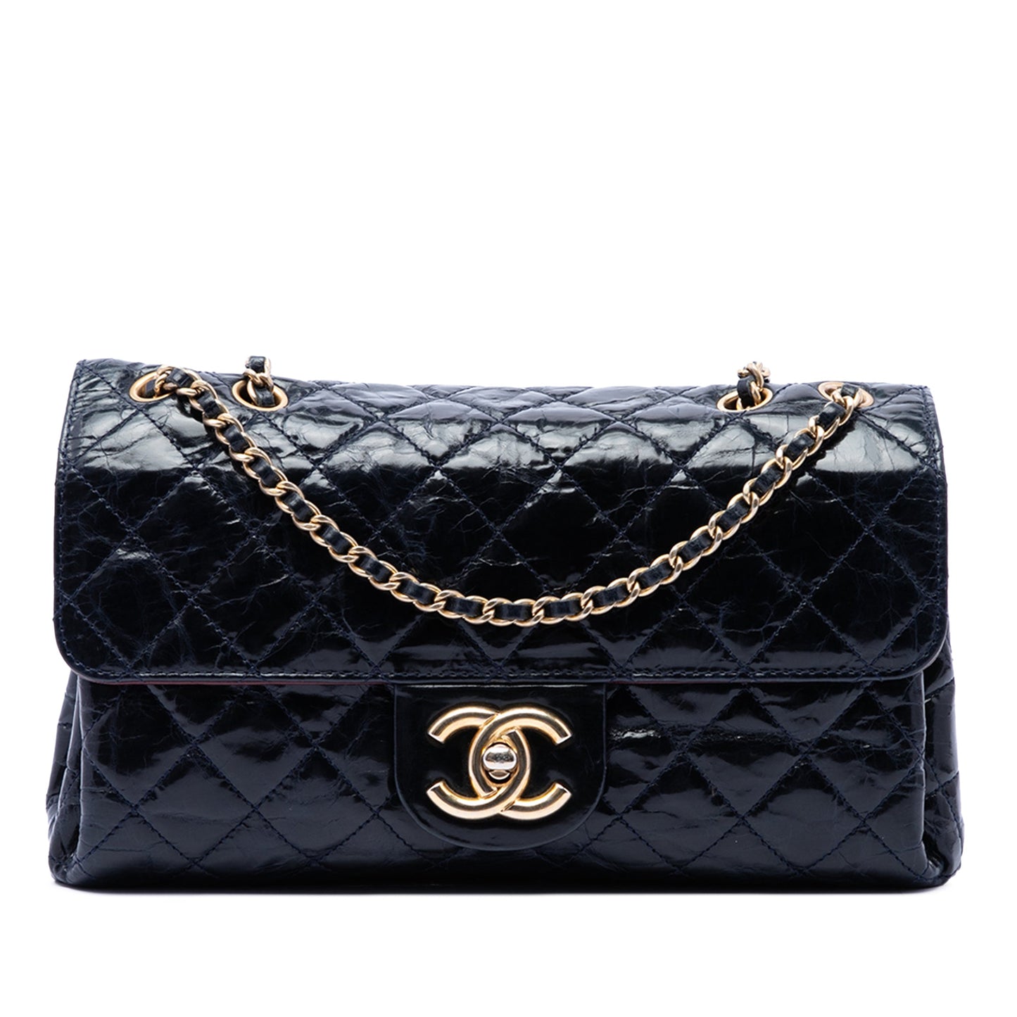 Chanel CC Quilted Aged Glazed Calfskin Accordion Flap