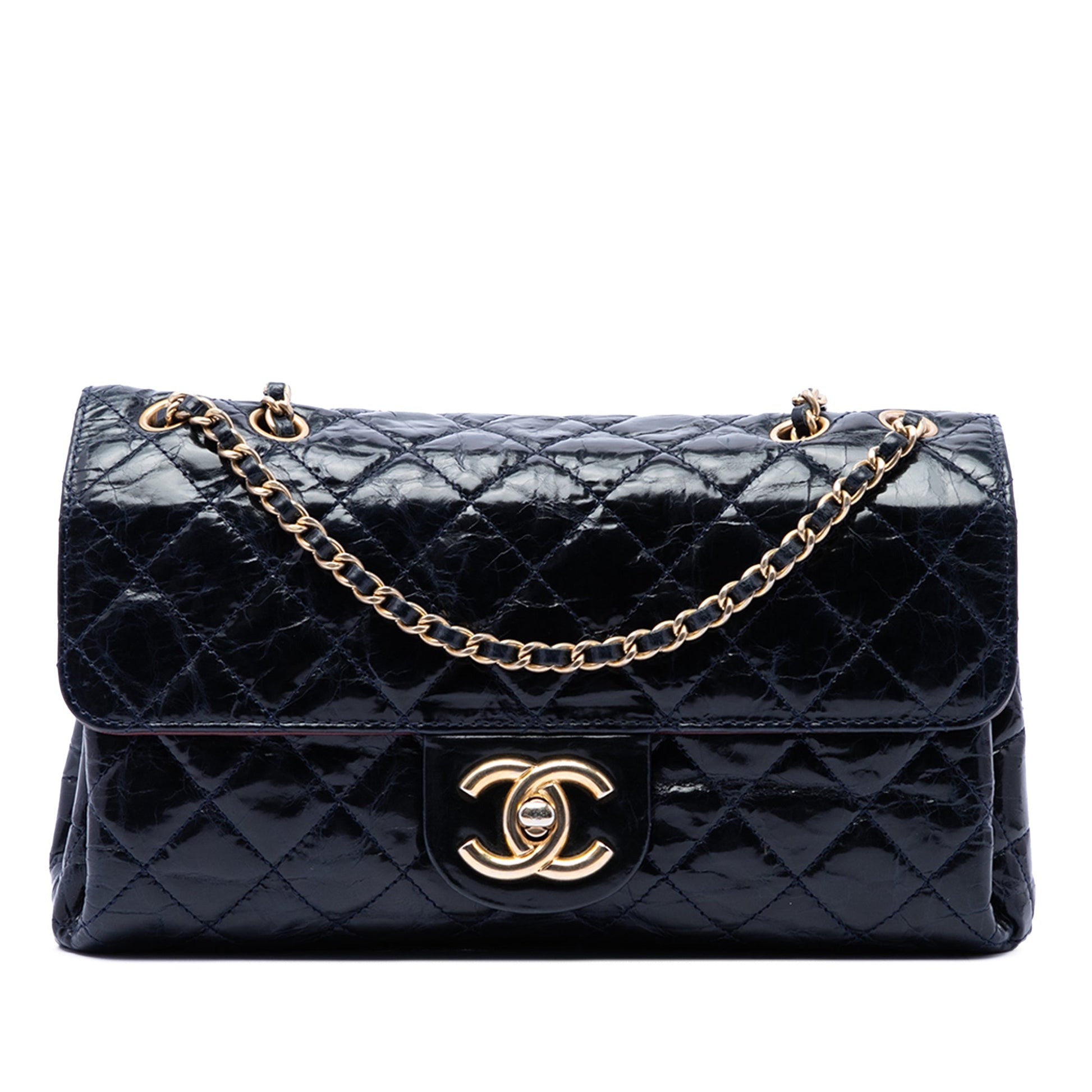 Chanel CC Quilted Aged Glazed Calfskin Accordion Flap