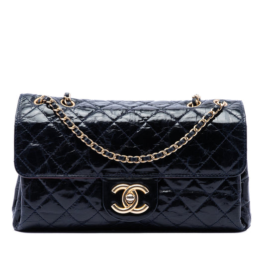 Chanel CC Quilted Aged Glazed Calfskin Accordion Flap