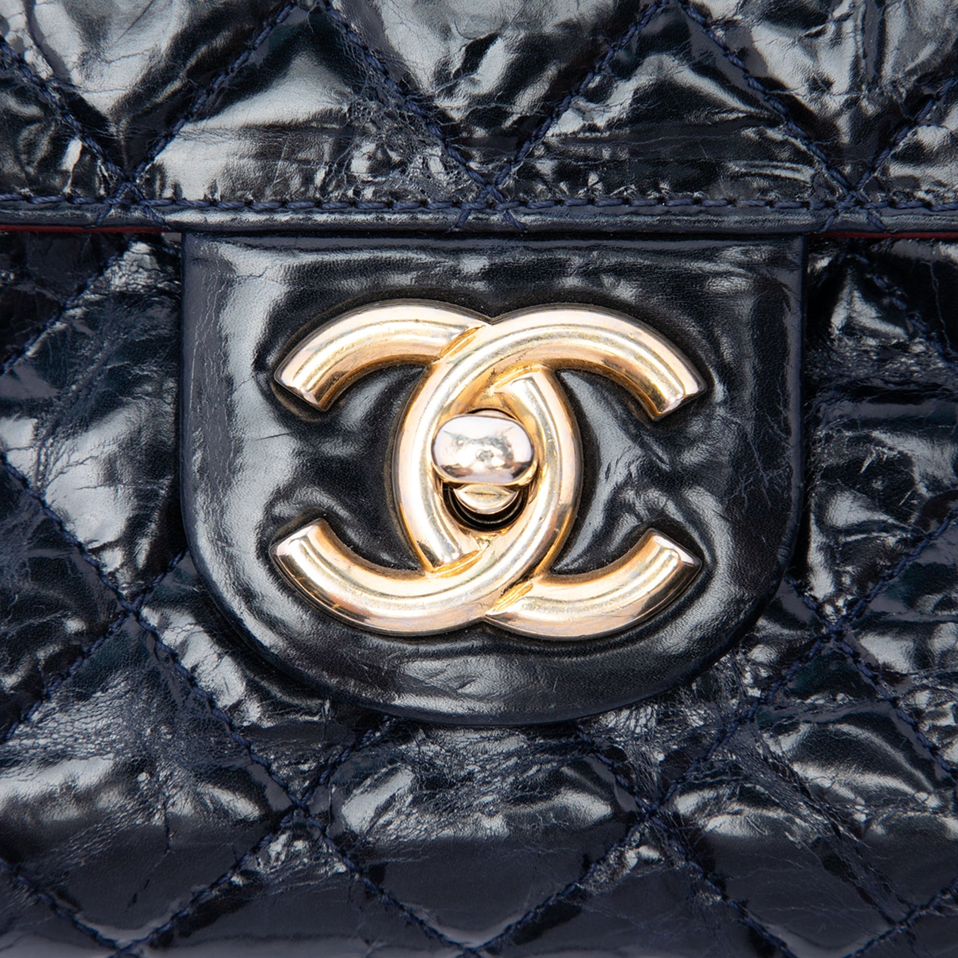 Chanel CC Quilted Aged Glazed Calfskin Accordion Flap