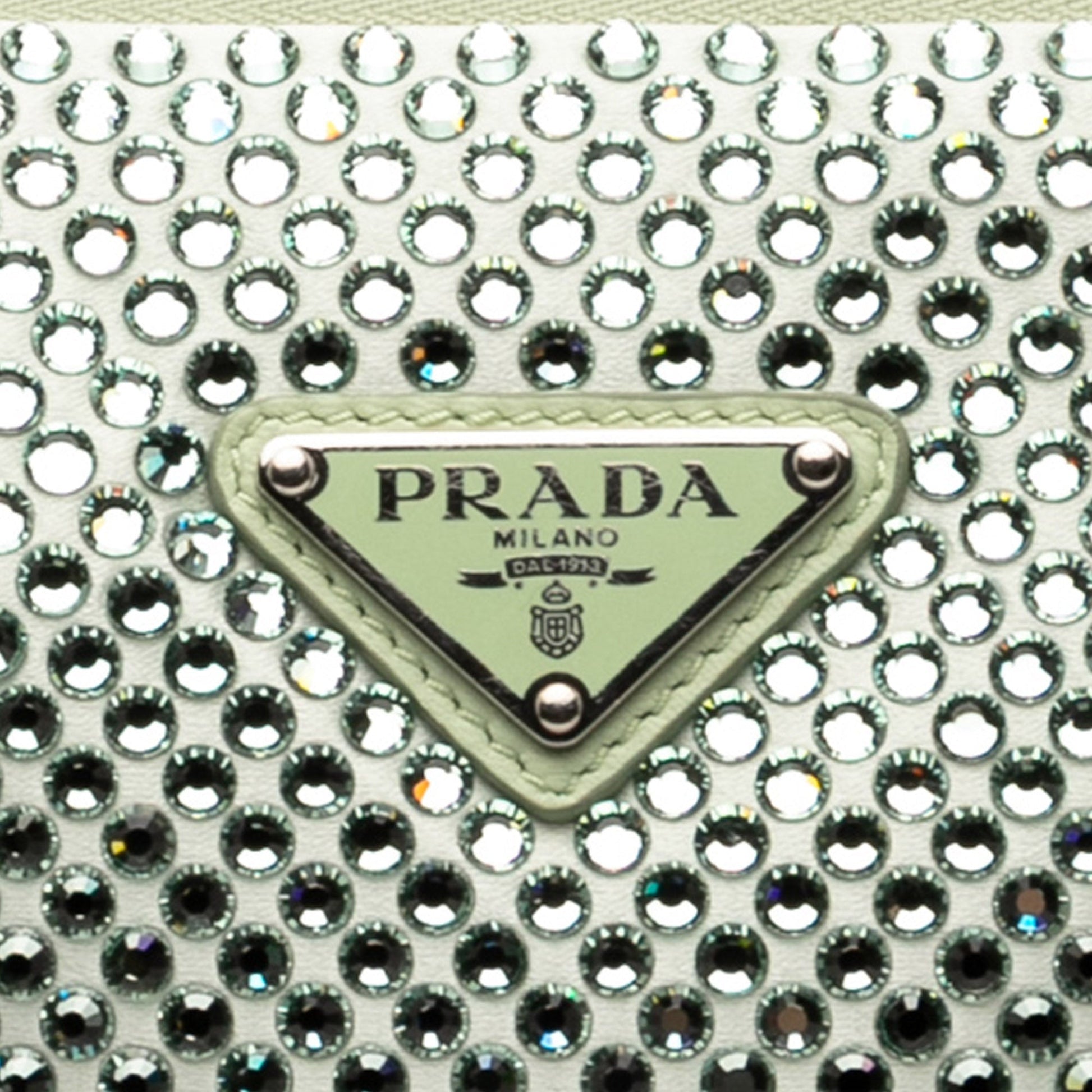Prada Satin Crystal Embellished Triangle Pouch
