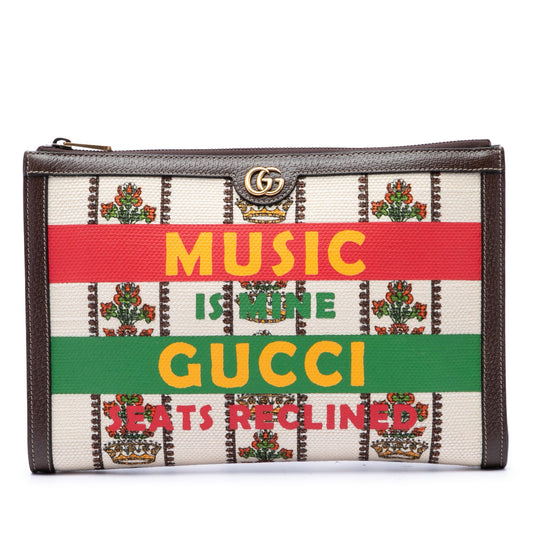 Gucci Canvas 100 Centennial Music is Mine Clutch
