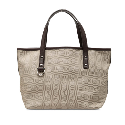 Ferragamo Logo Canvas Gancini Tote