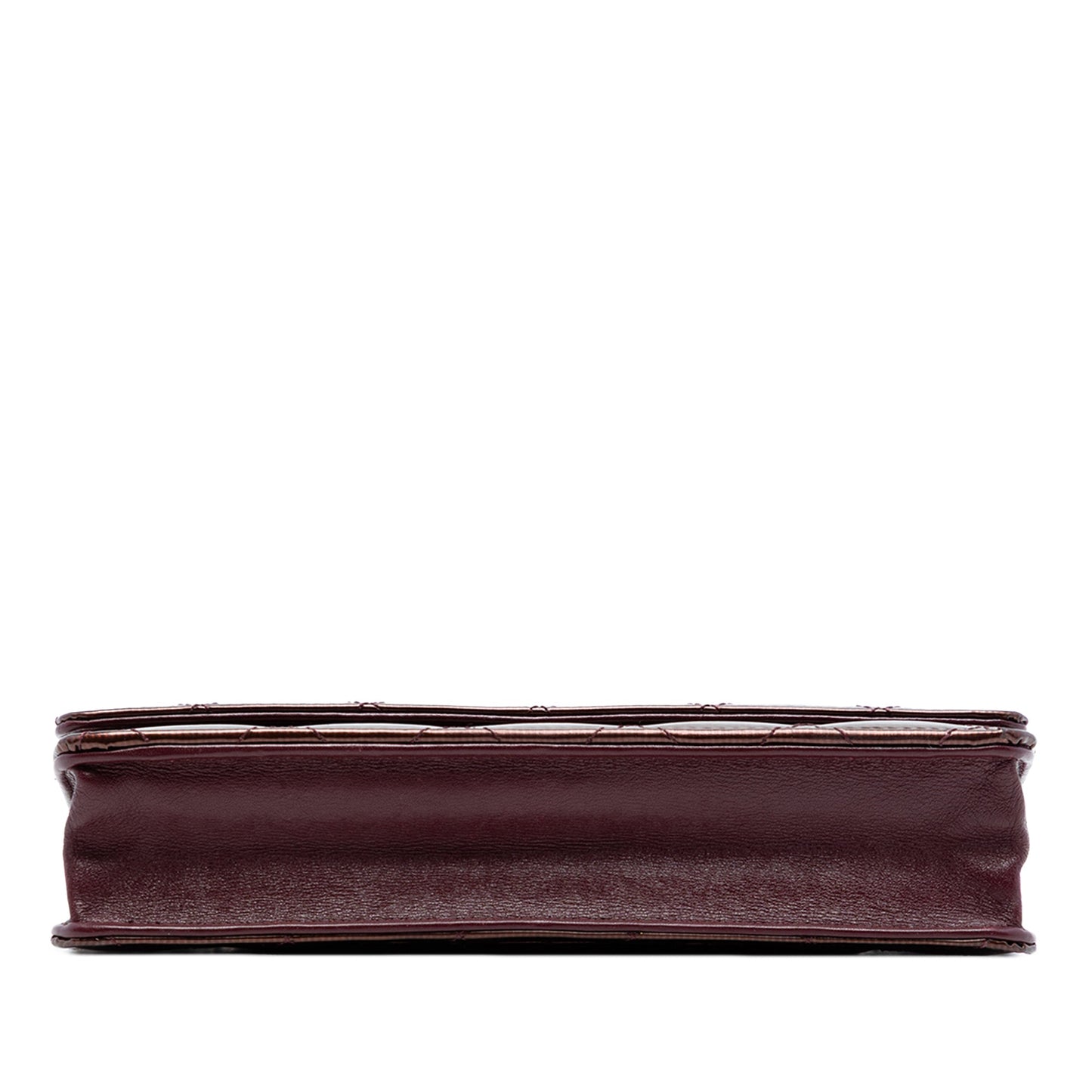 CC Quilted Striated Metallic Patent Wallet on Chain