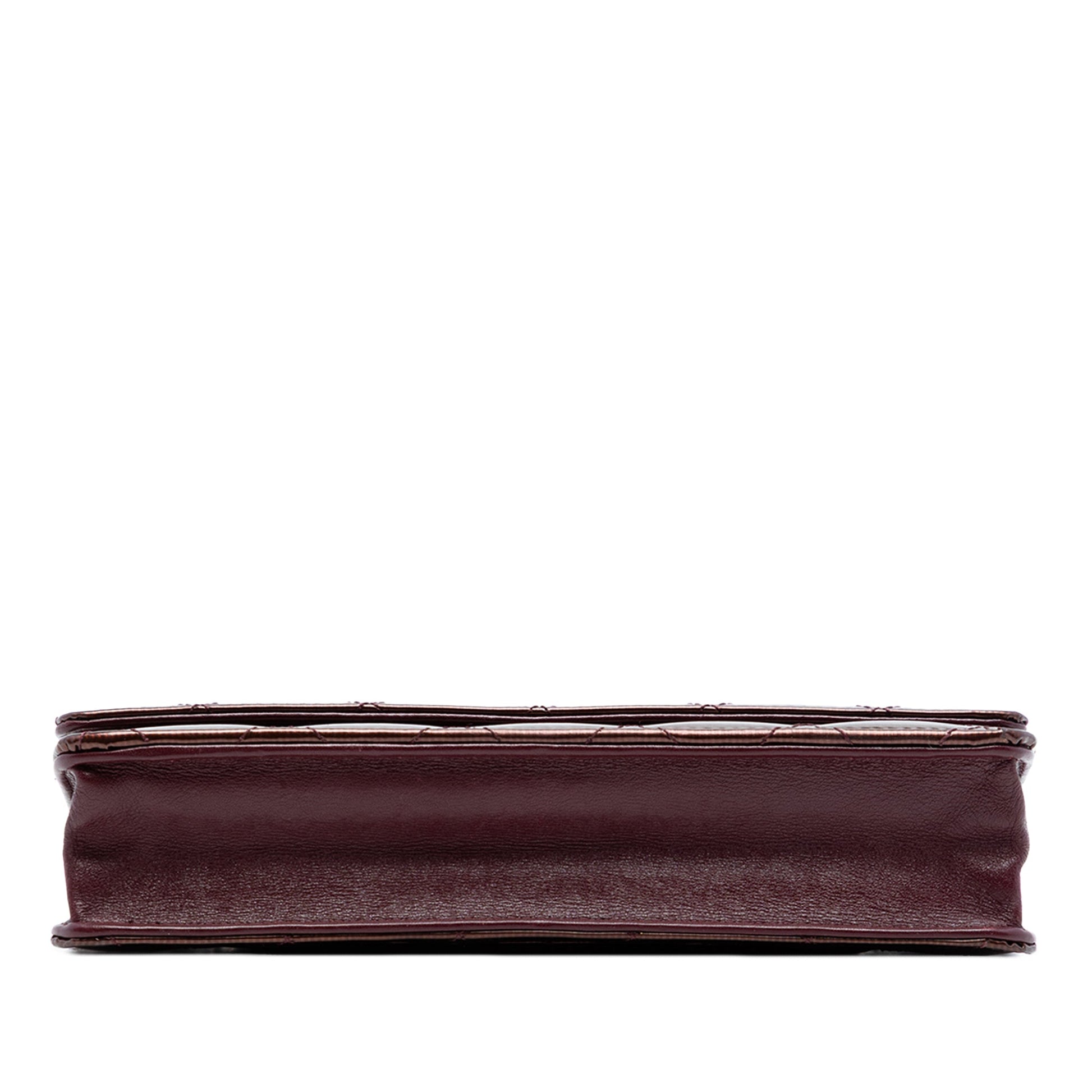 CC Quilted Striated Metallic Patent Wallet on Chain