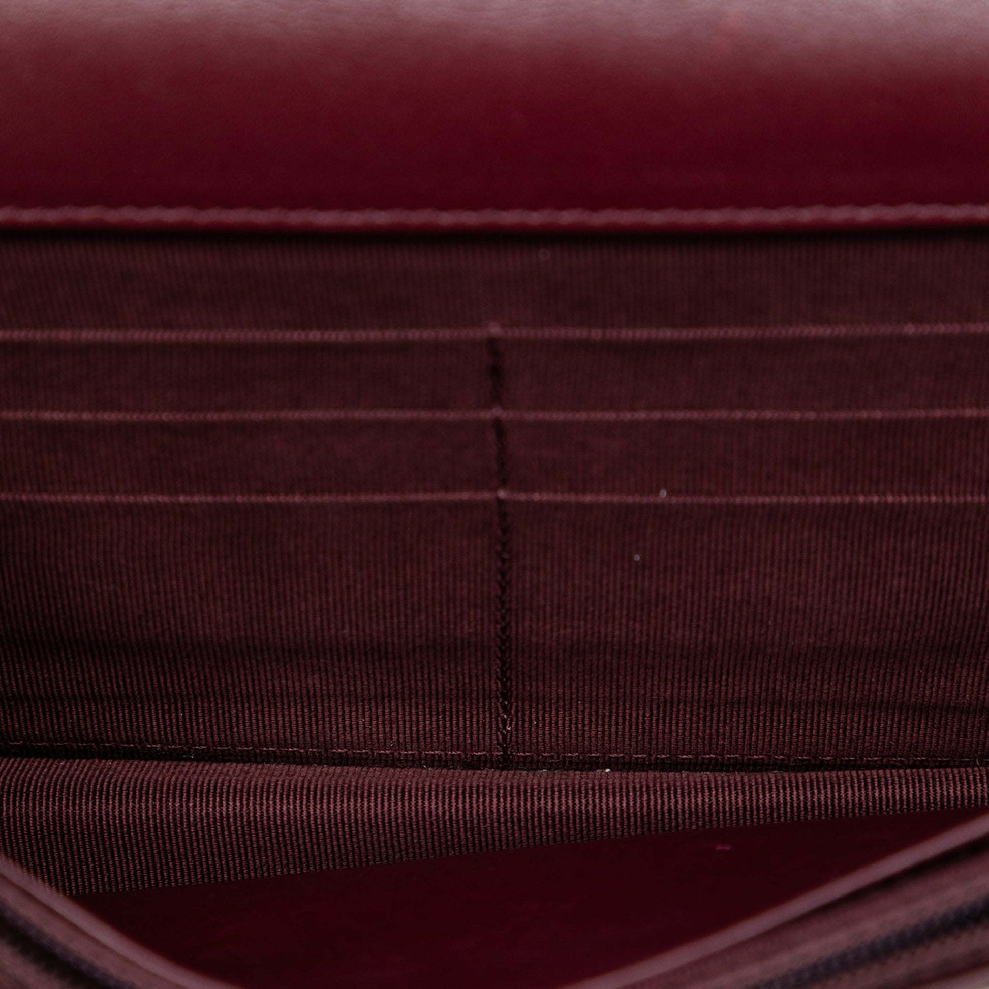 CC Quilted Striated Metallic Patent Wallet on Chain