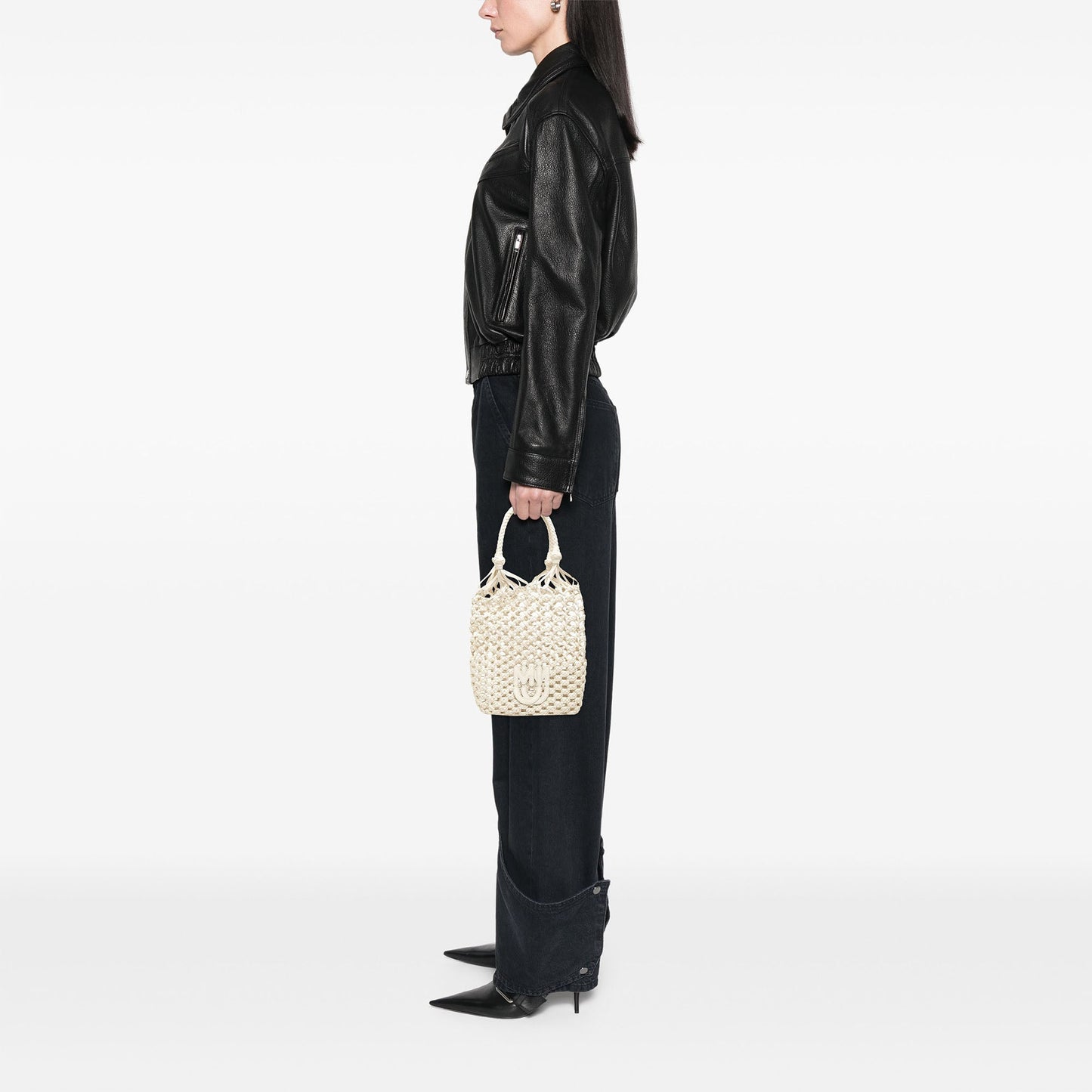 Miu Miu Nappa Macrame Bucket Bag