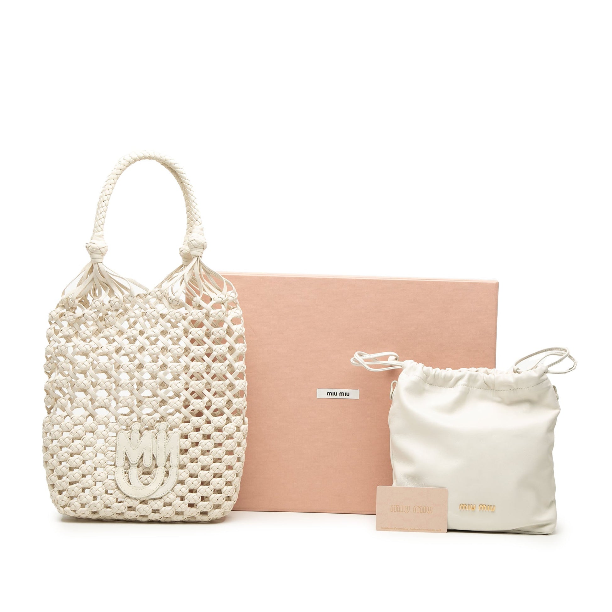Miu Miu Nappa Macrame Bucket Bag