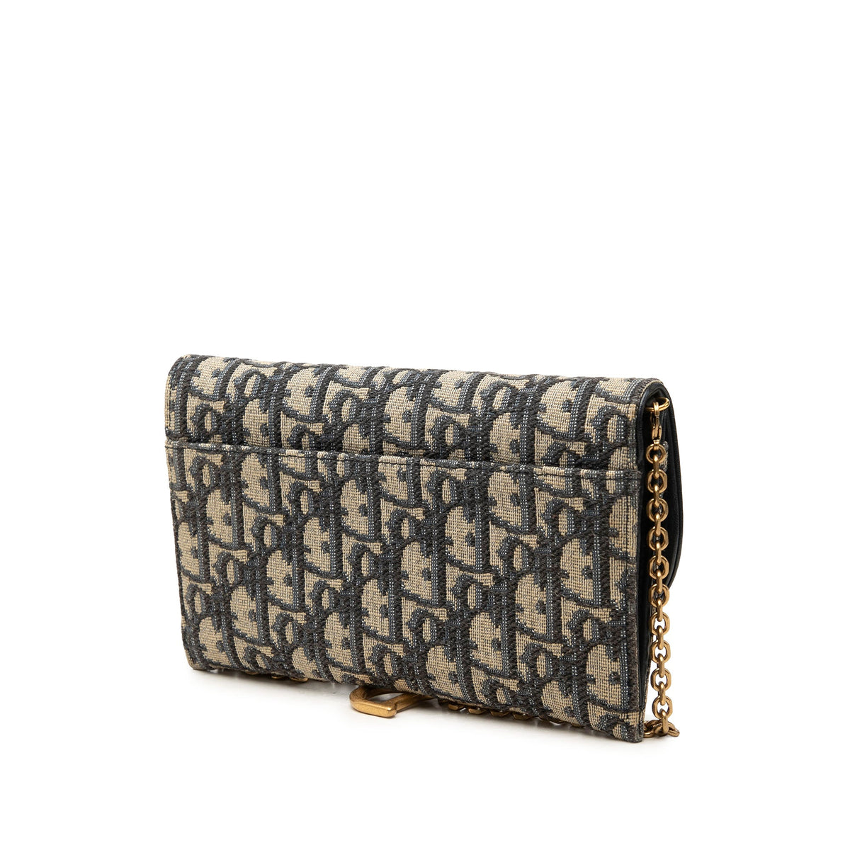 Dior Small Oblique Canvas Saddle Pouch with Chain — Blue