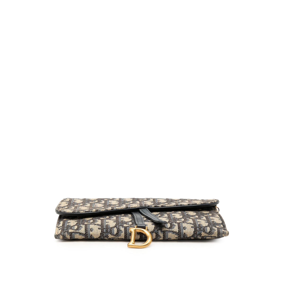Dior Small Oblique Canvas Saddle Pouch with Chain — Blue