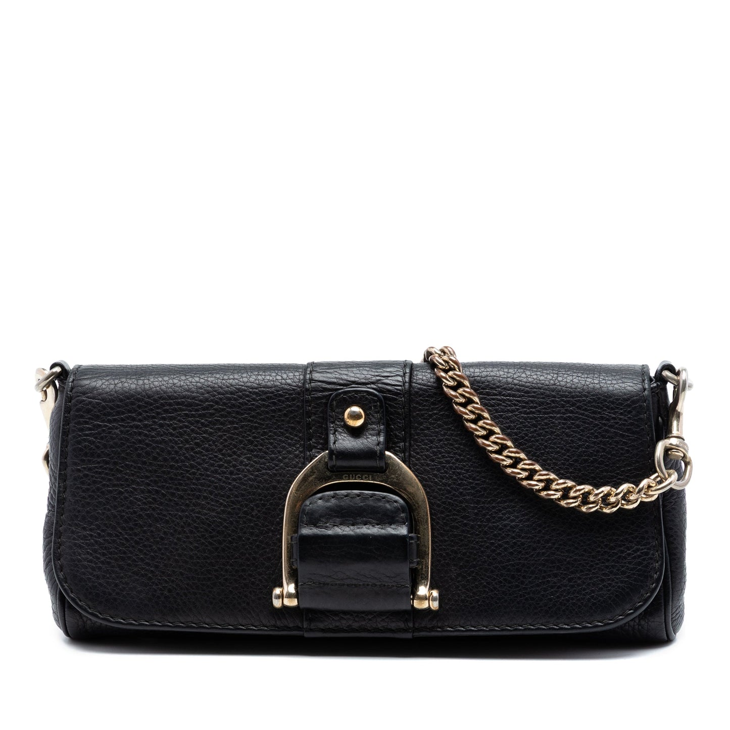 Gucci Pebbled Leather Greenwich Clutch with Chain