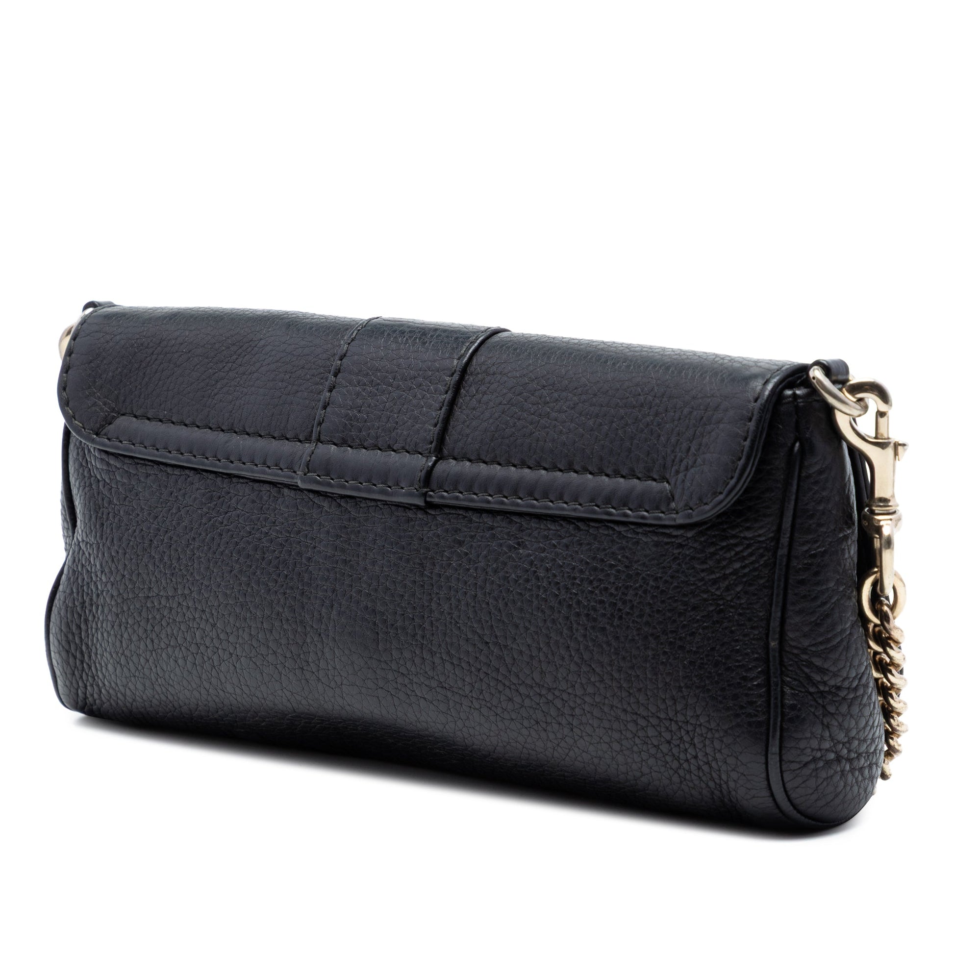 Gucci Pebbled Leather Greenwich Clutch with Chain