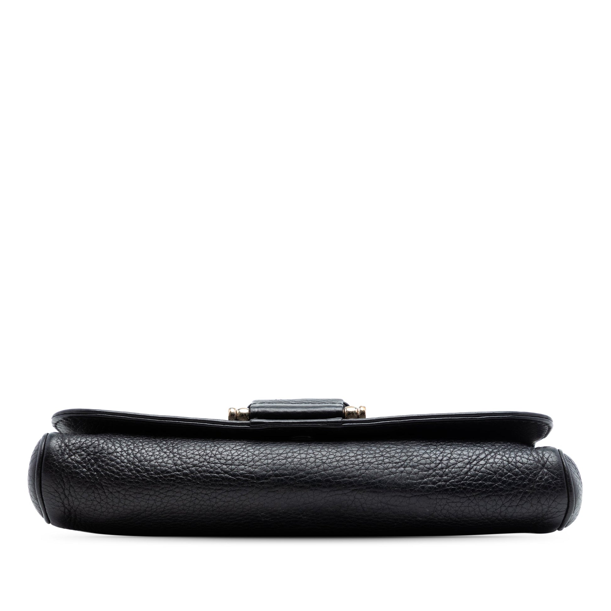 Gucci Pebbled Leather Greenwich Clutch with Chain