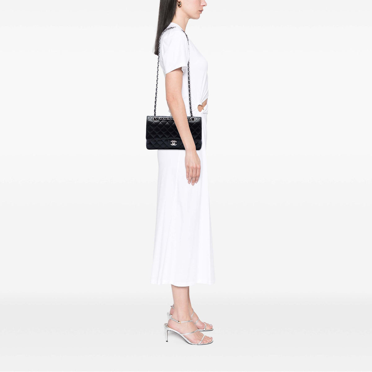 Chanel Medium Classic Caviar Double Flap — Black
