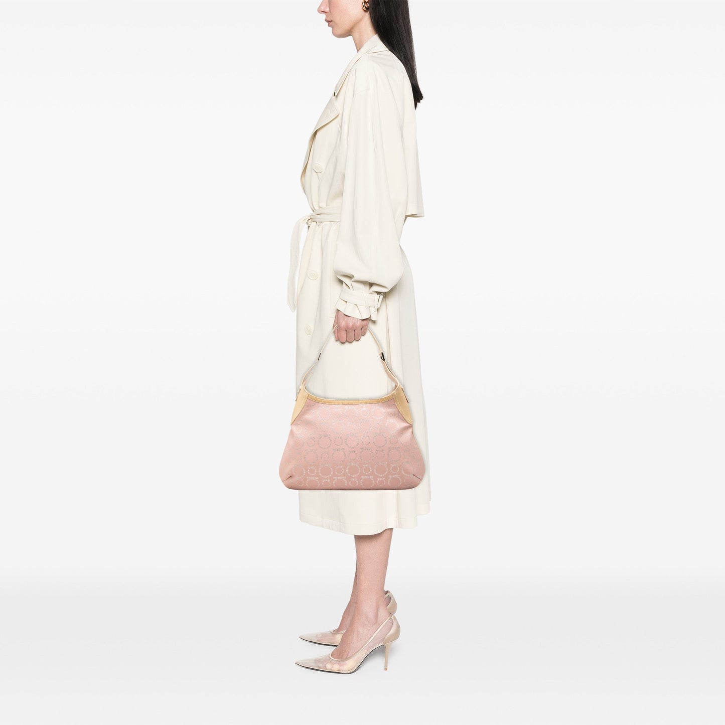 Ferragamo Gancini Coated Canvas Hobo