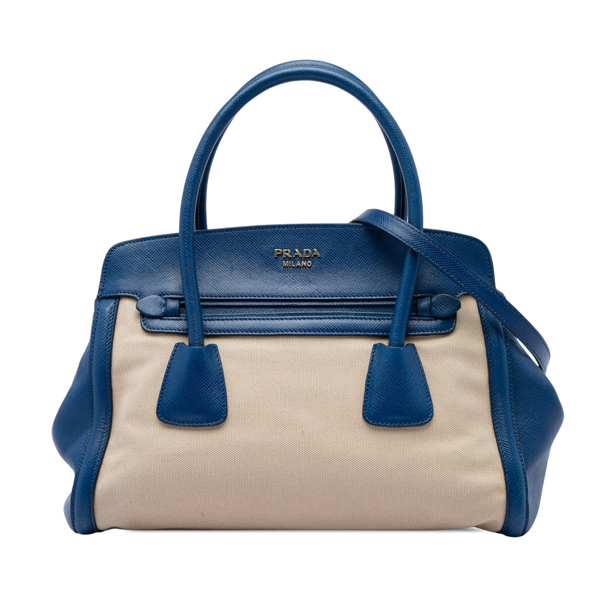 Prada Saffiano Cuir Trimmed Canapa Satchel