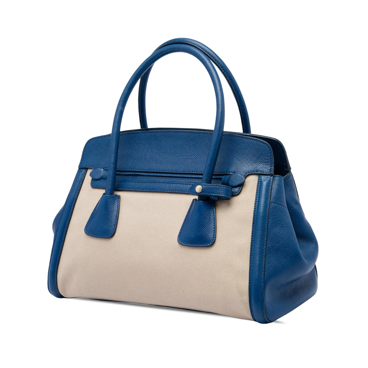 Prada Saffiano Cuir Trimmed Canapa Satchel