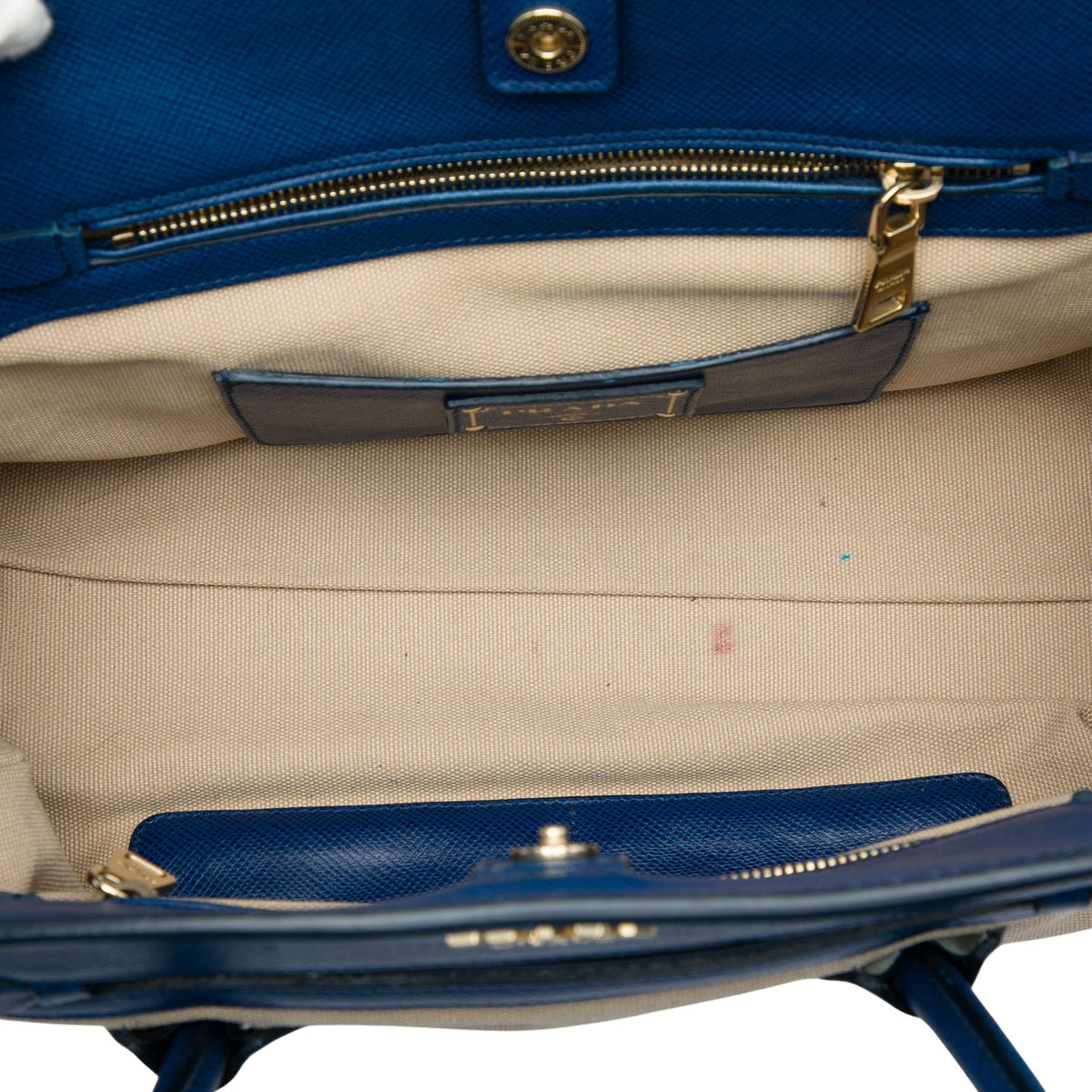 Prada Saffiano Cuir Trimmed Canapa Satchel