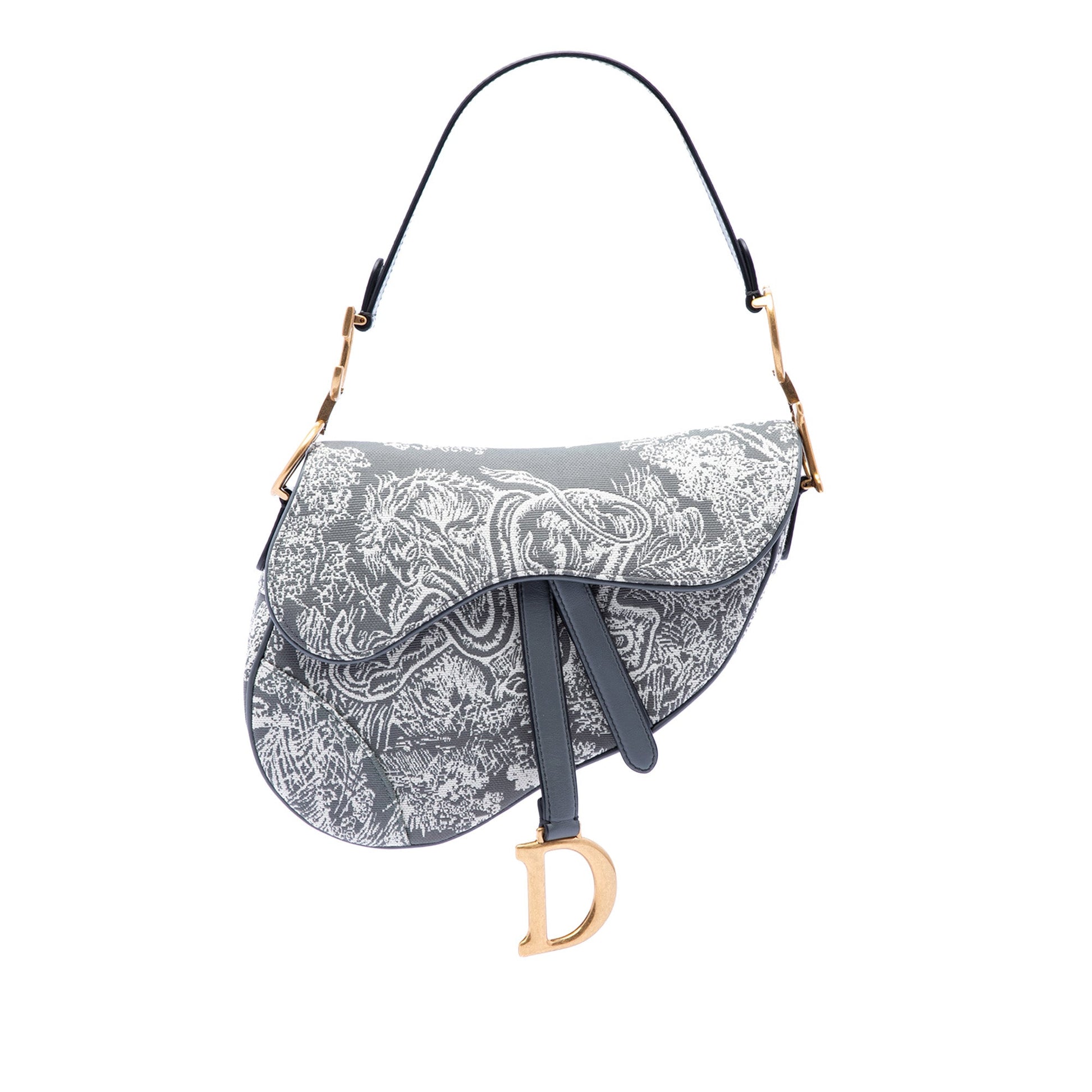 Dior Canvas Embroidered Reverse Toile De Jouy Saddle Bag