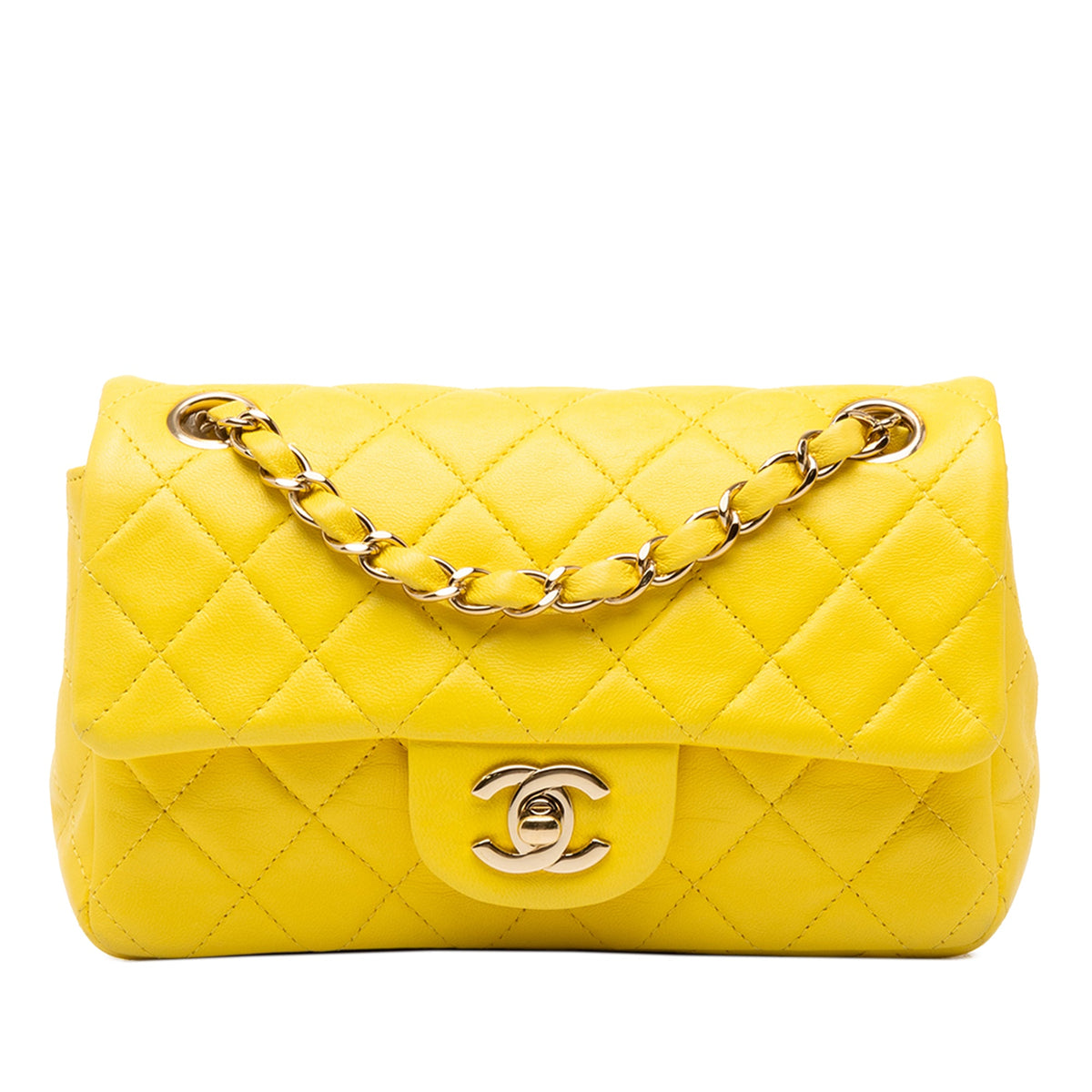 Chanel Mini Rectangular Classic Lambskin Single Flap — Yellow