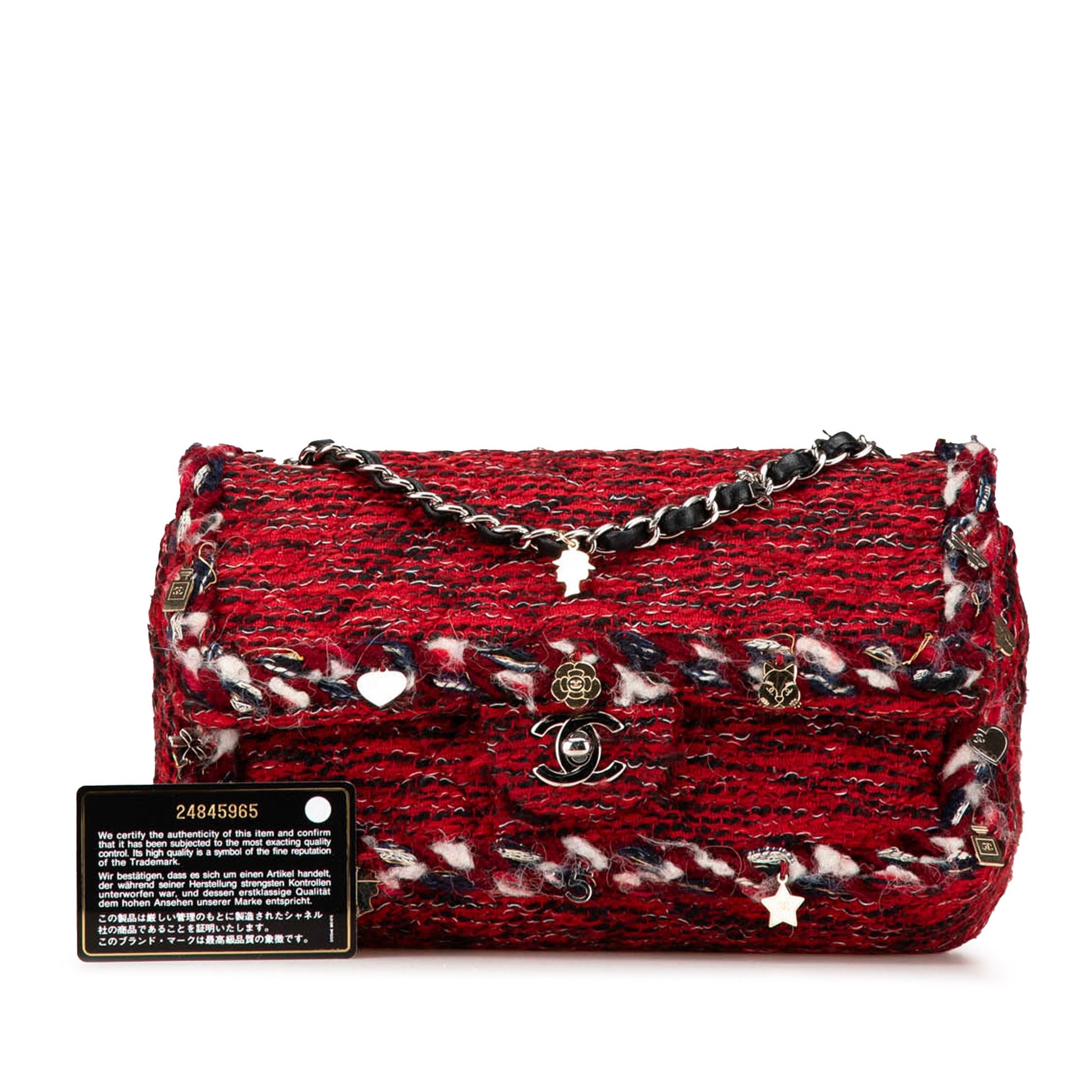 Chanel Medium Tweed Braided Charms Double Flap