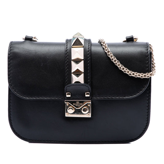 Valentino Small Leather Rockstud Glam Lock Crossbody