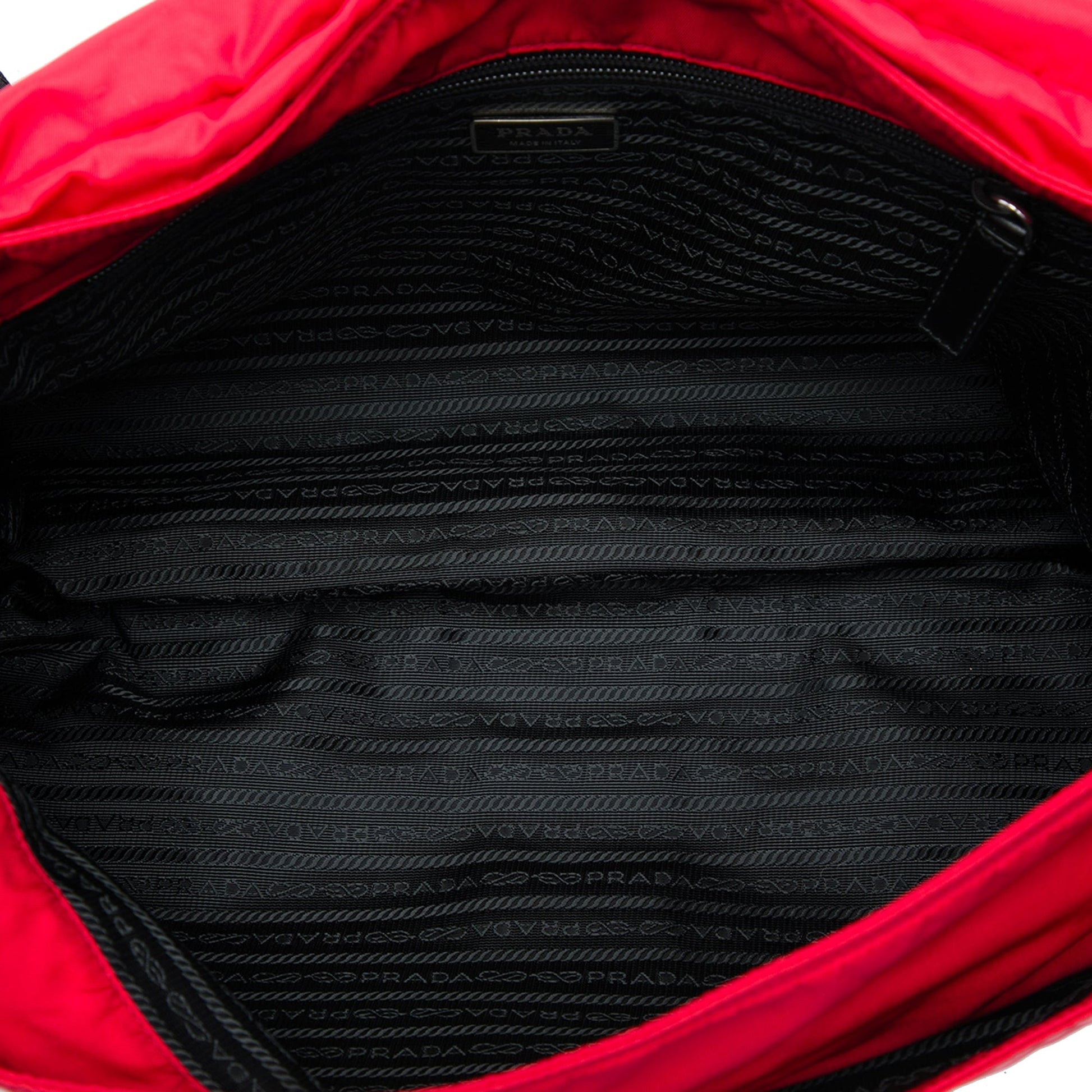 Prada Tessuto Zip Double Buckle Messenger Bag