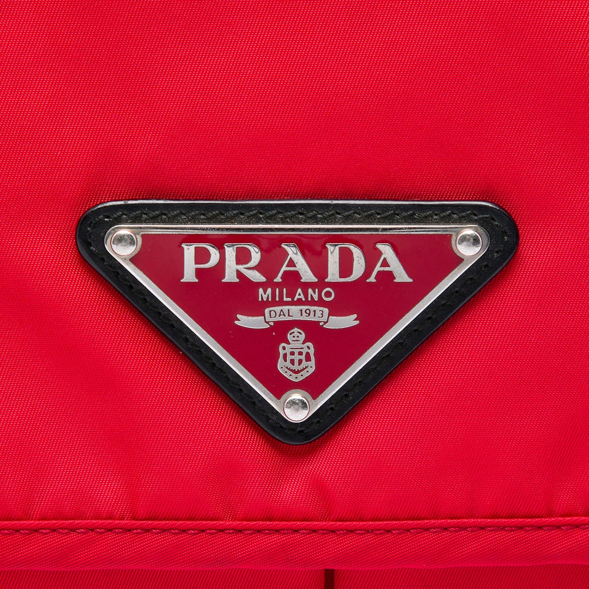 Prada Tessuto Zip Double Buckle Messenger Bag
