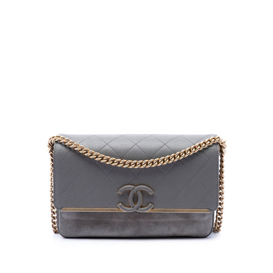 Chanel Small CC Stitched Caviar and Suede Lady Coco Flap