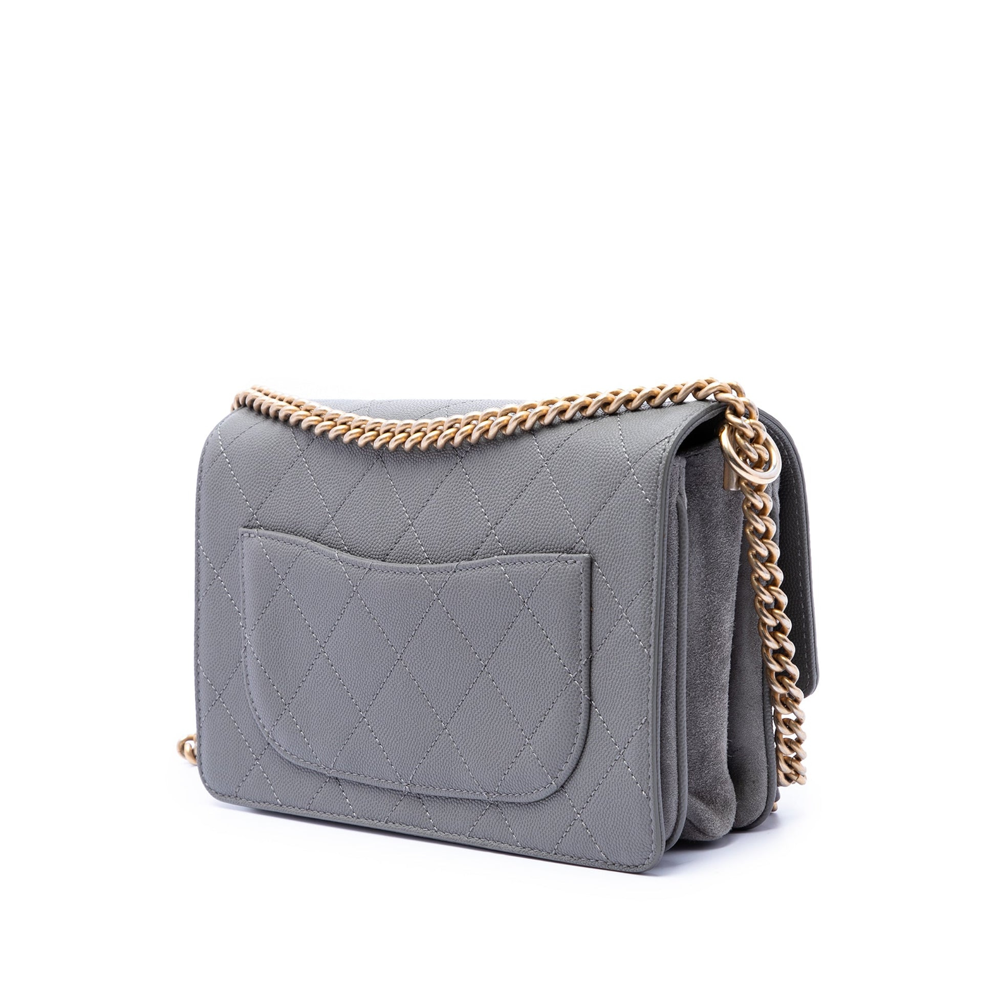 Chanel Small CC Stitched Caviar and Suede Lady Coco Flap