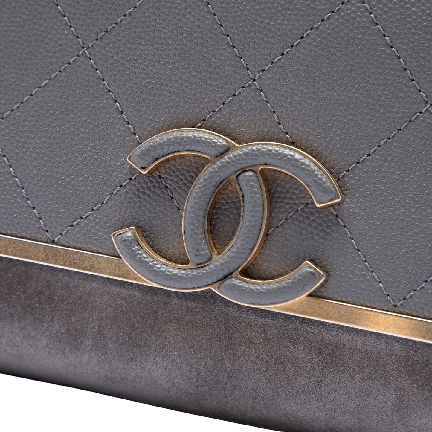 Chanel Small CC Stitched Caviar and Suede Lady Coco Flap