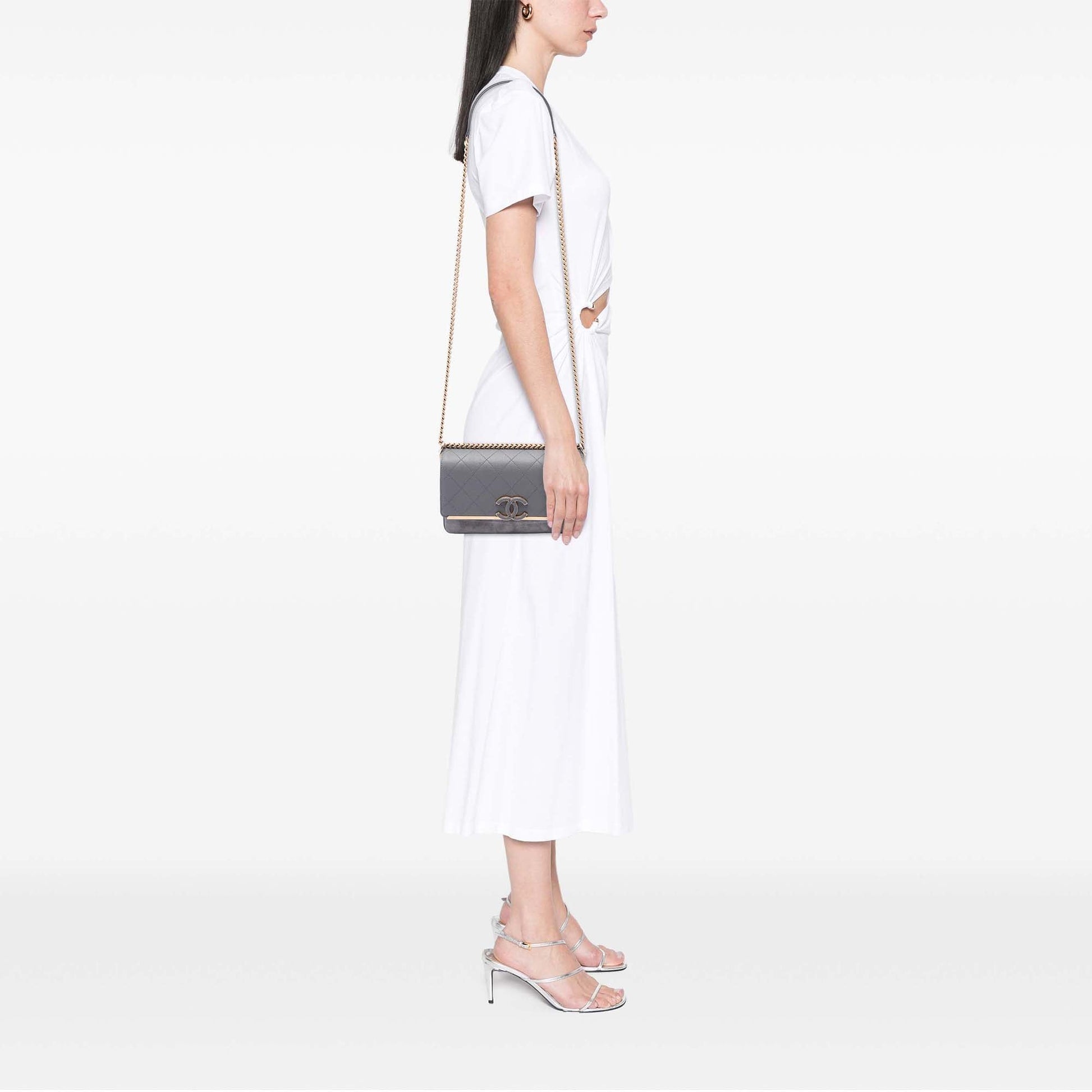 Chanel Small CC Stitched Caviar and Suede Lady Coco Flap