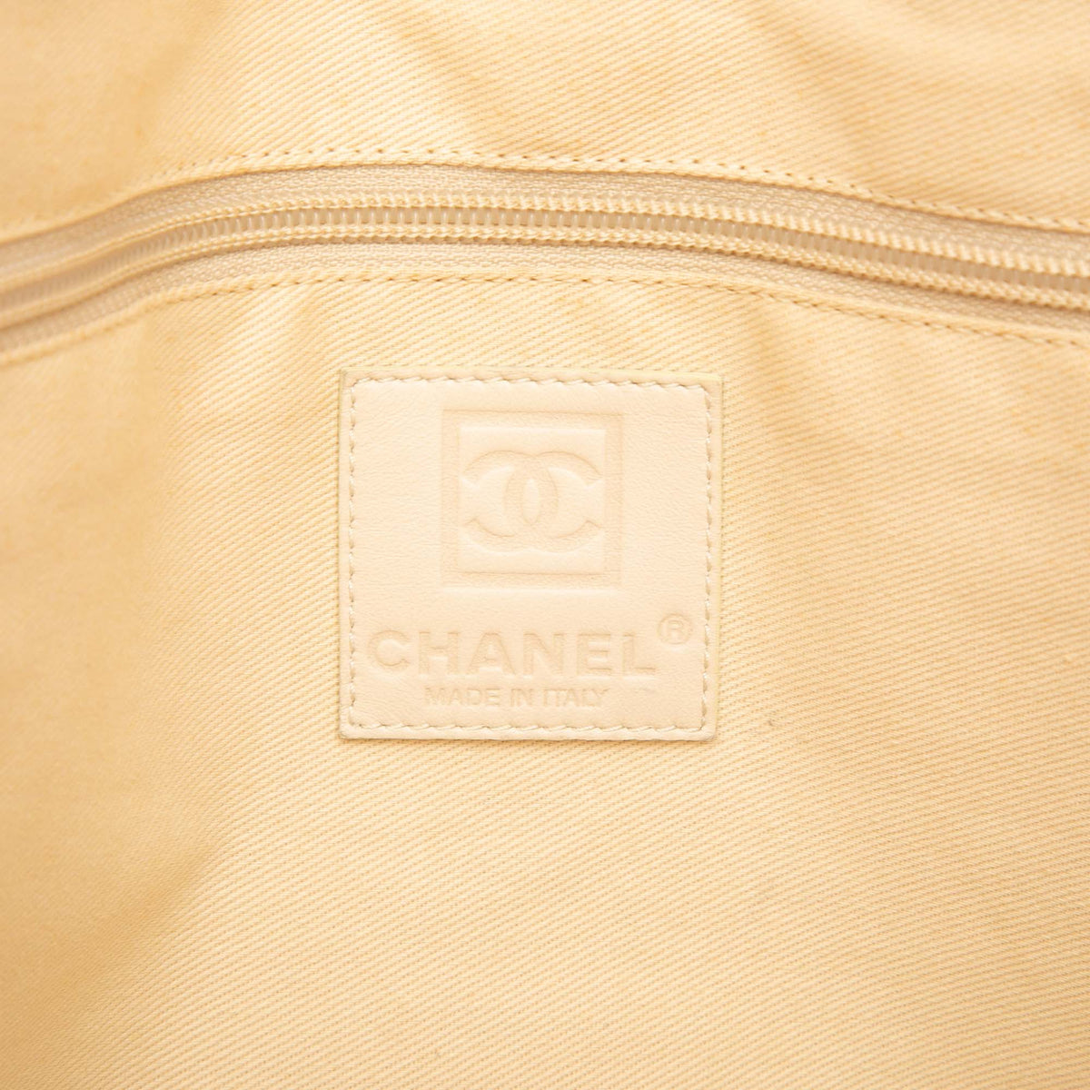 Chanel Large Bicolor Canvas Sports Ligne Tote — Beige