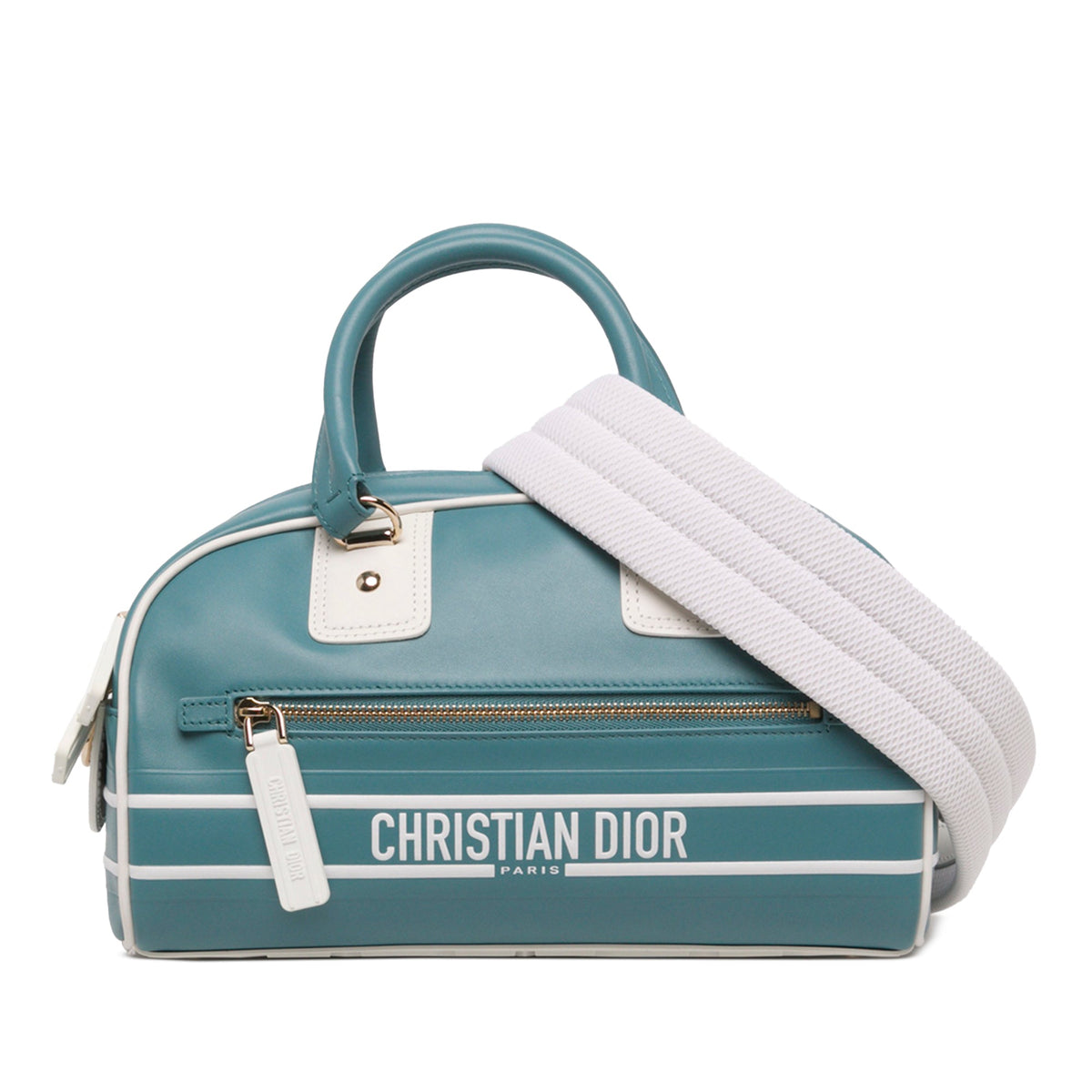 Dior Small Leather Dior Vibe Zip Bowling Bag — Blue