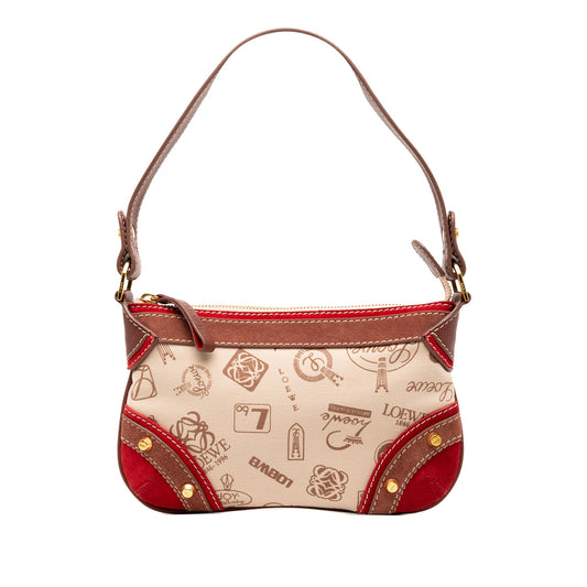LOEWE 160th Anniversary Suede Trimmed Canvas Shoulder Bag