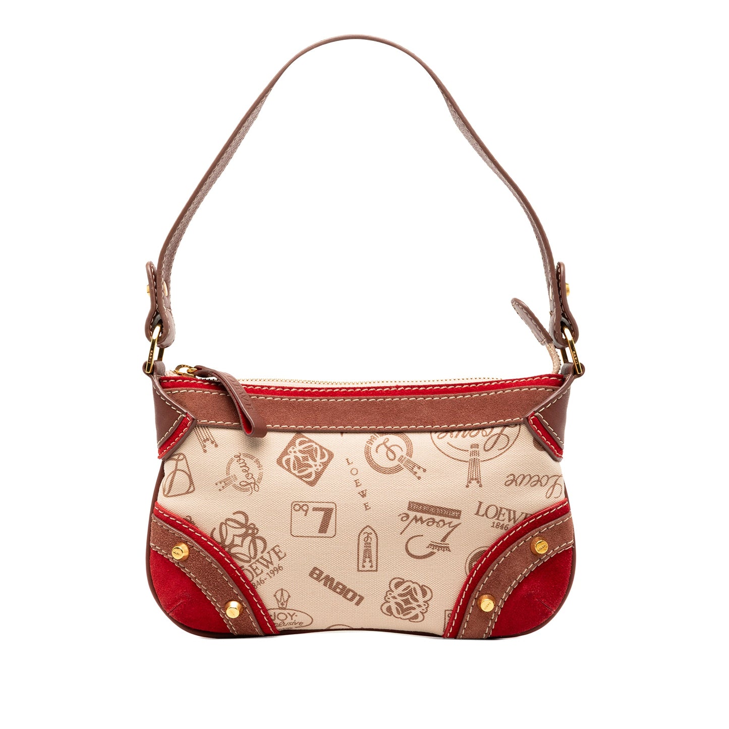 LOEWE 160th Anniversary Suede Trimmed Canvas Shoulder Bag